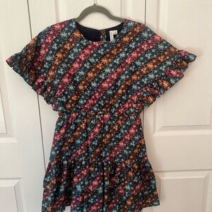 Janie and Jack Floral Kids Dress - Navy, Pink, Orange, Teal